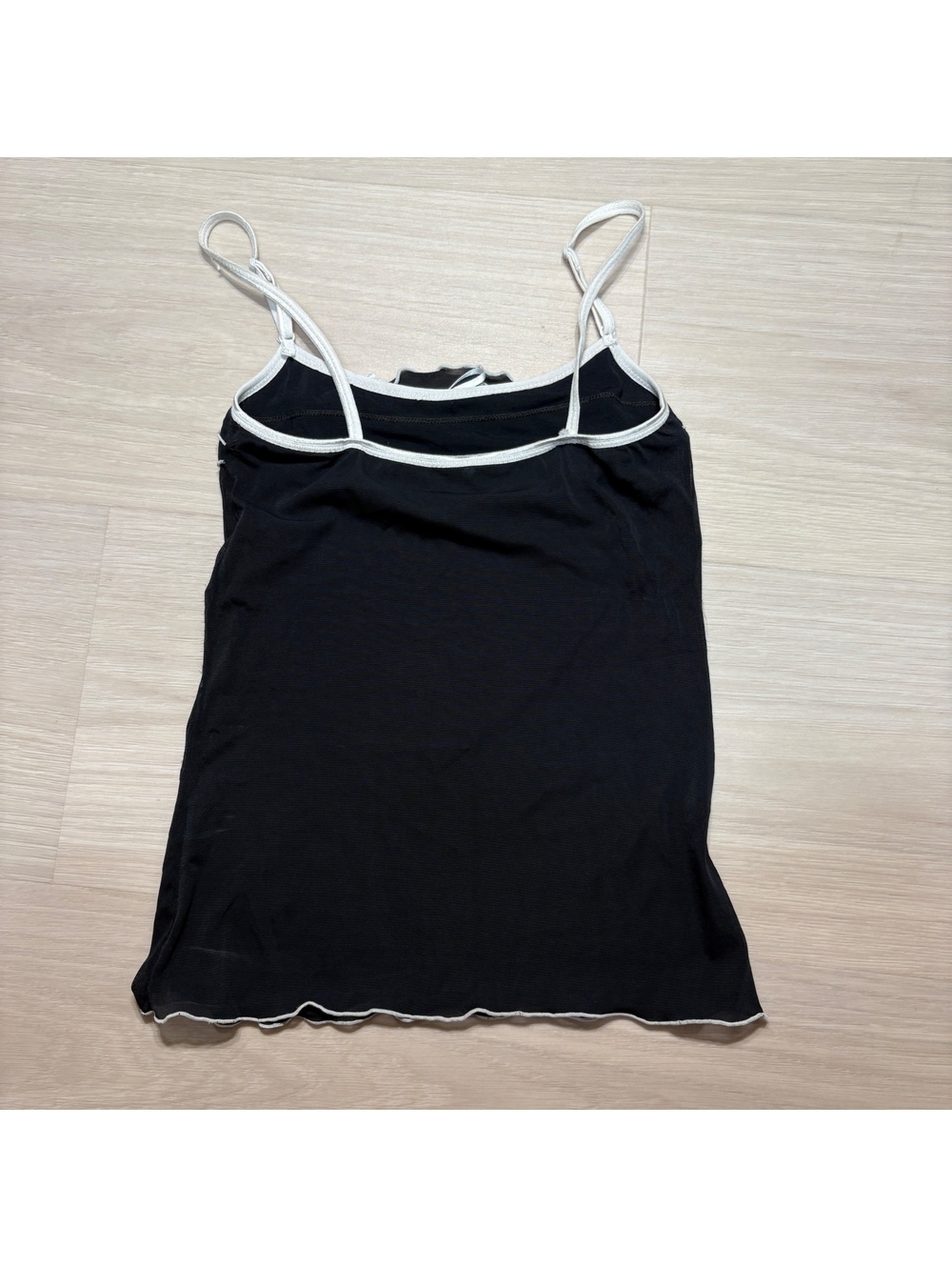 Y2K coquette black white ruffle contrast trim babydoll cami tank top - Picture 5 of 5